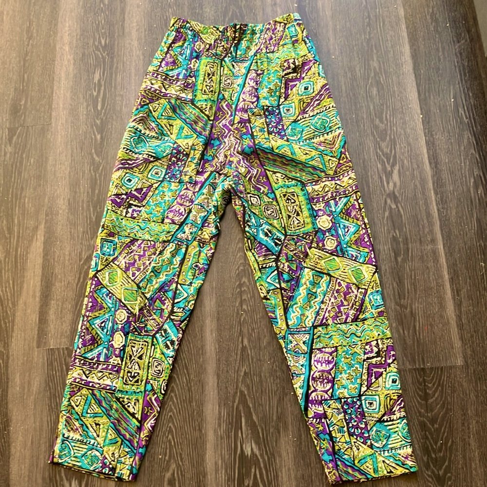 Vintage 70s 80s Geometric Flowy Pants